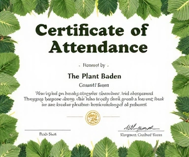 Teilnahmebescheinigung für Workshop über pflanzliche Ernährung.
